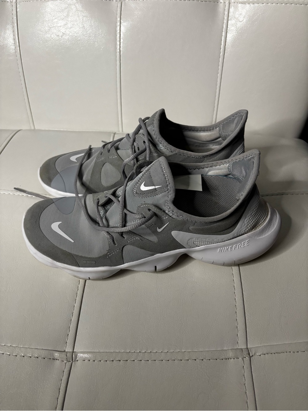 Nike Light Grey and White Low-Top Athletic Sneakers